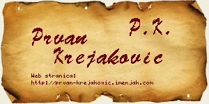 Prvan Krejaković vizit kartica